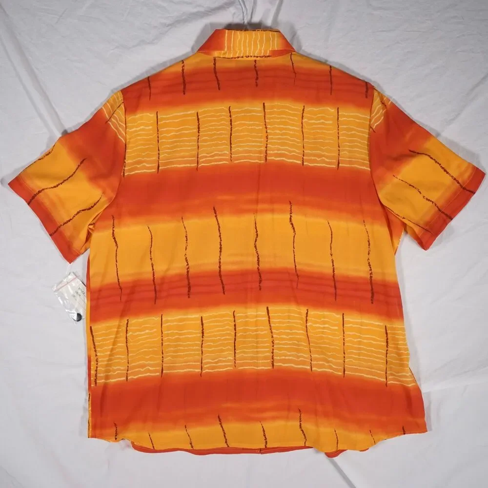 Vintage Kathy Che Button Up Shirt Women's Shoulder Pads Psychedelic Orange 18